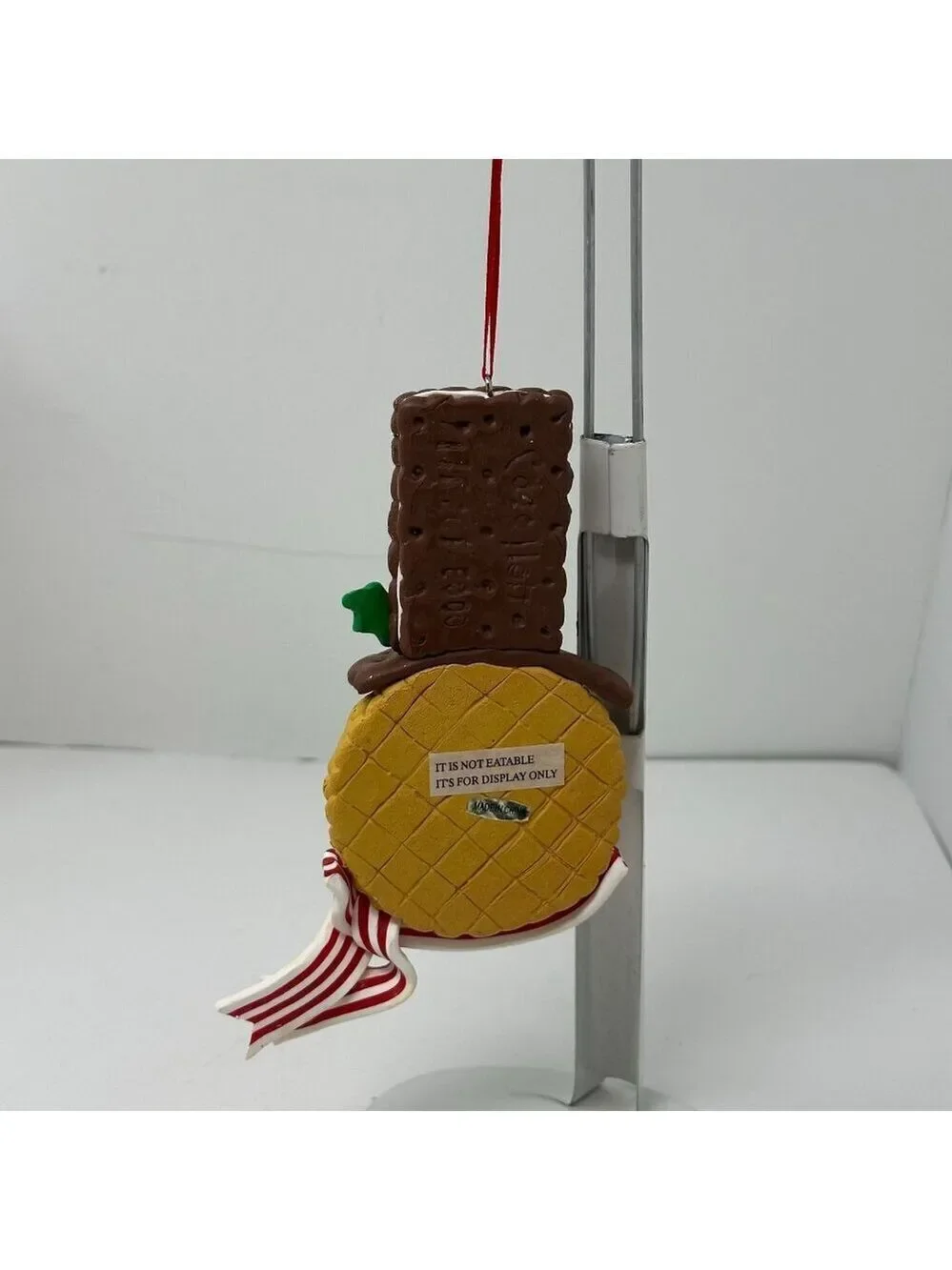 Snowman Ornament Faux Cookie Chocolate Peppermint Top Hat Holiday Kitchen Decor